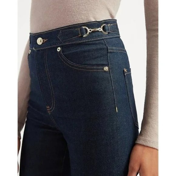 Express Super High Waisted Side Buckle Mom Jeans 0 - Picture 2 of 7